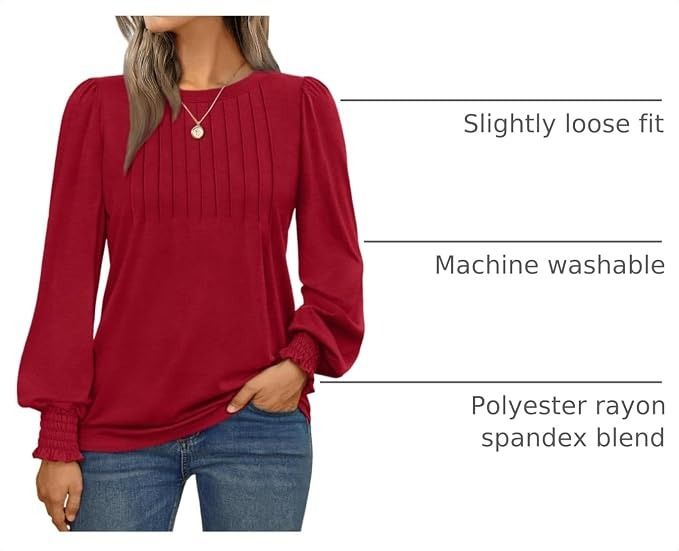 Red Long Sleeve Blouse image 4